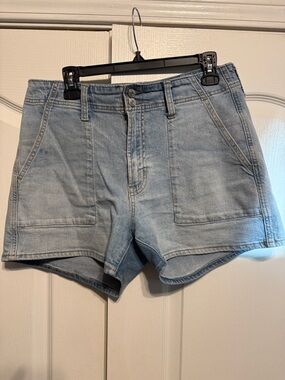 High-Rise Light Blue Denim Women's Shorts
